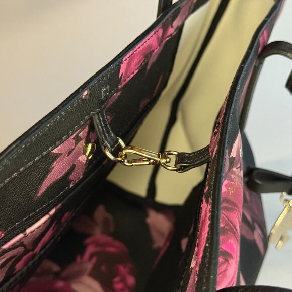 Kate Spade Bags | Kate Spade Black/Pink Flower Themed Clasp Top Tote - Picture 9 of 9